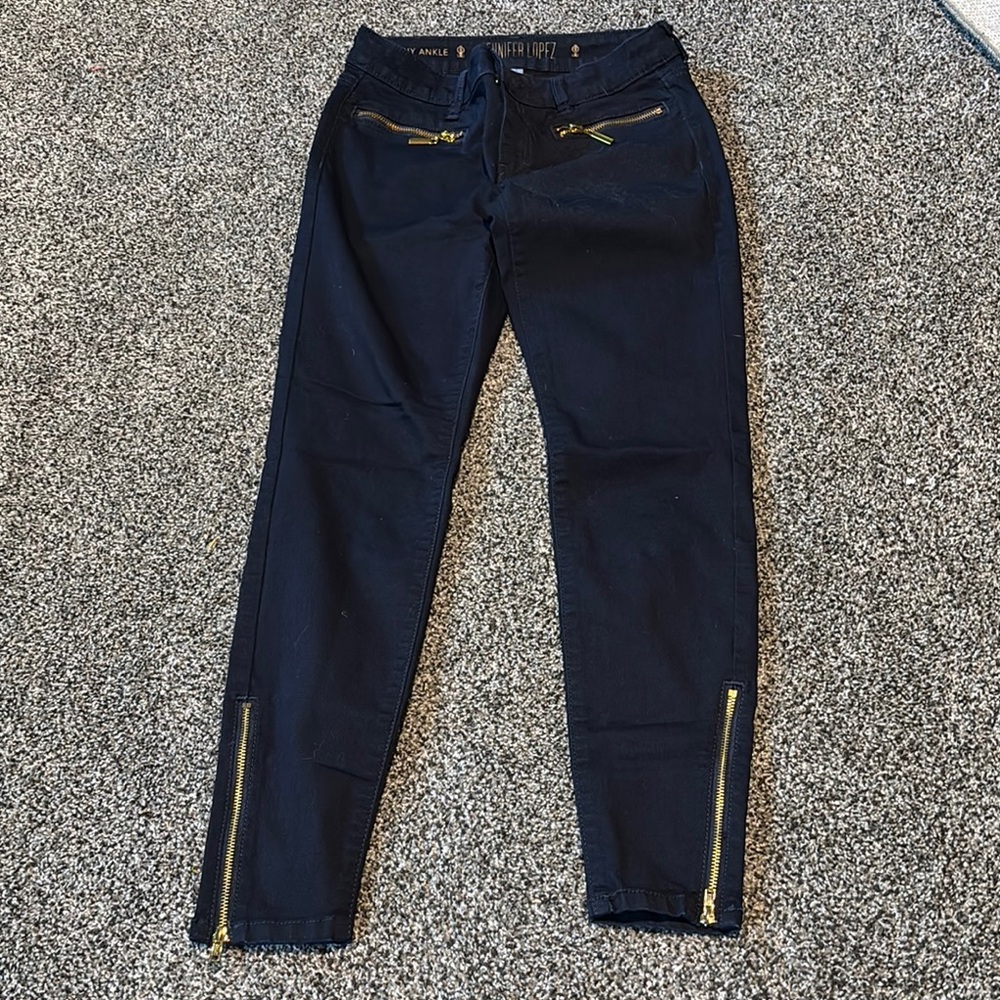 Jennifer Lopez Black Skinny Jeans with Gold Accents